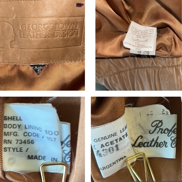 Vintage Georgetown Leather Tan Leather 80s Pleated Dolman Puff Sleeve Jacket - S - Picture 15 of 16